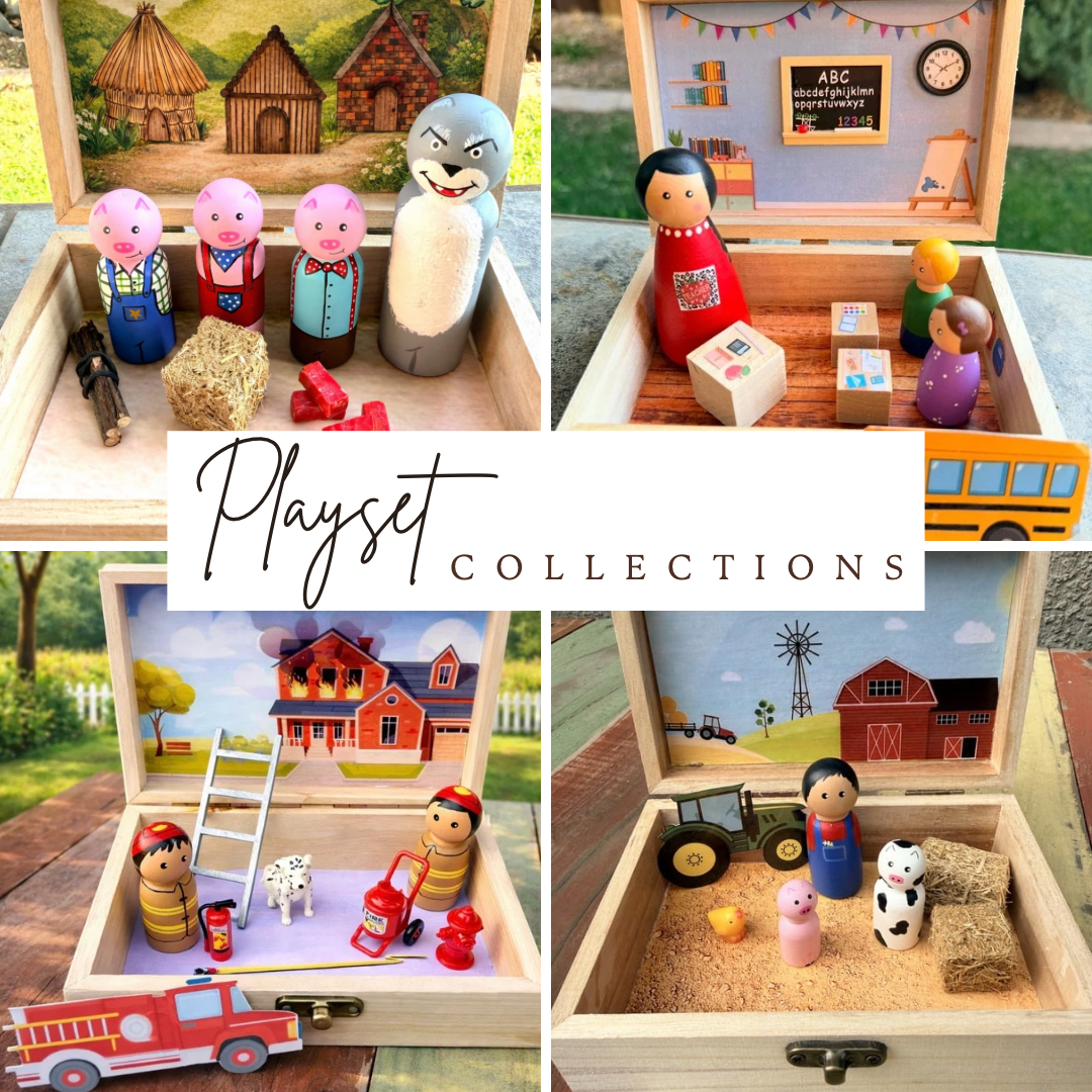 Wooden Peg Box Play Set