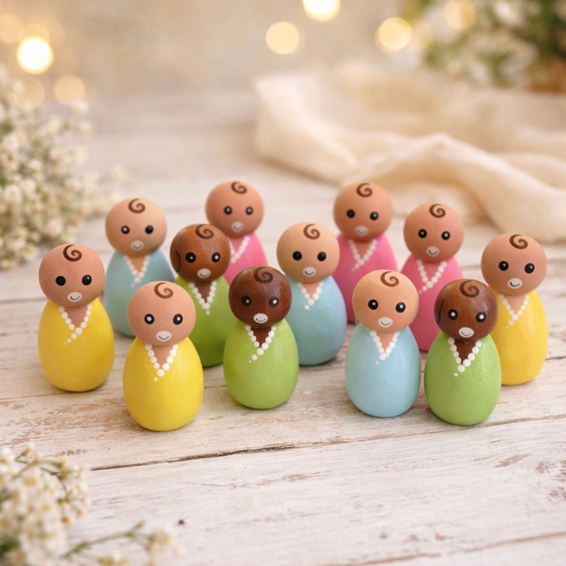 Hand painted Adopt-A-Peg Doll with Birth Certificate