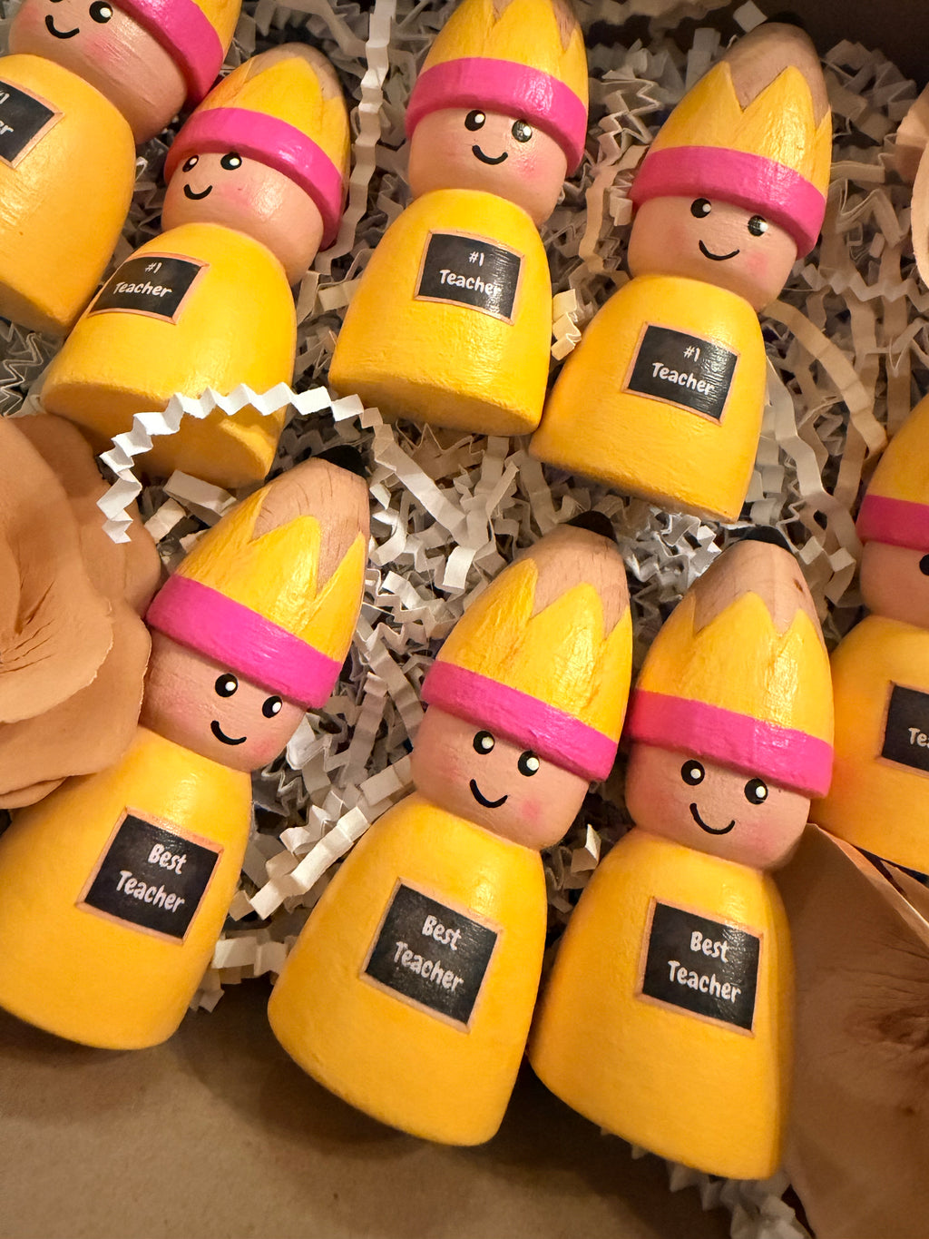 Hand painted pencil peg doll