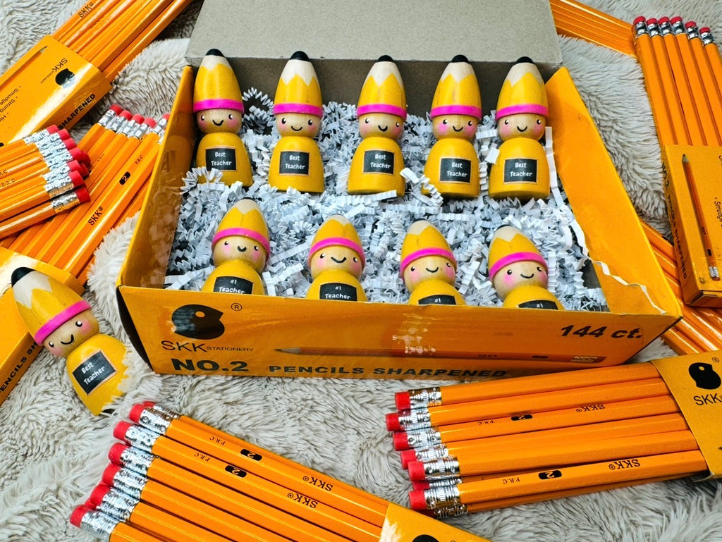 Hand painted pencil peg doll