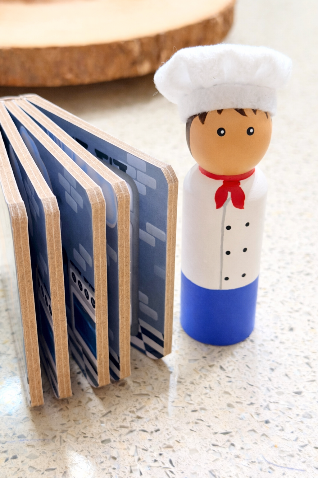 Pat-a-Cake wooden peg doll with Board book