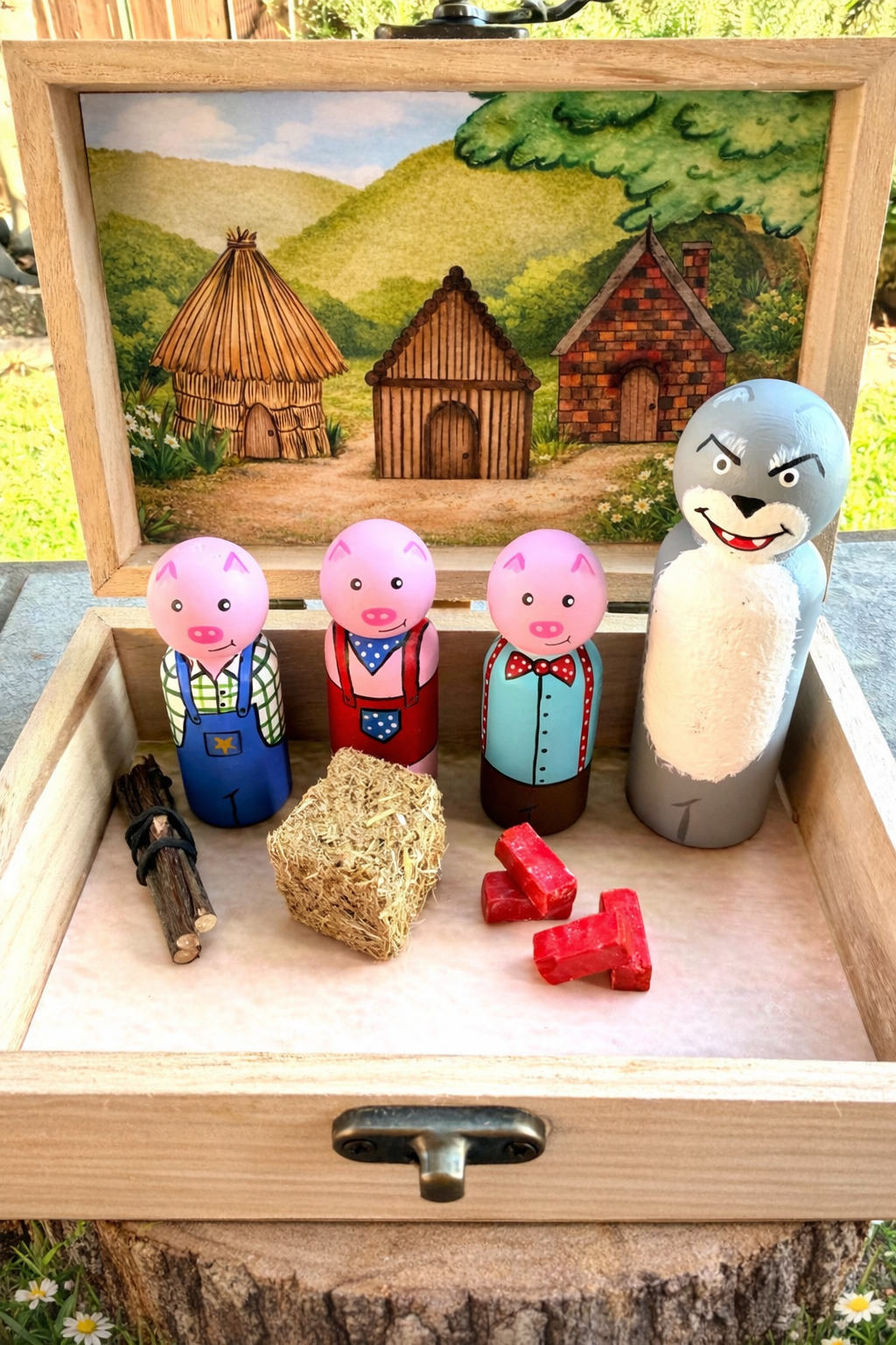 Three Little pigs, wooden storytelling playset