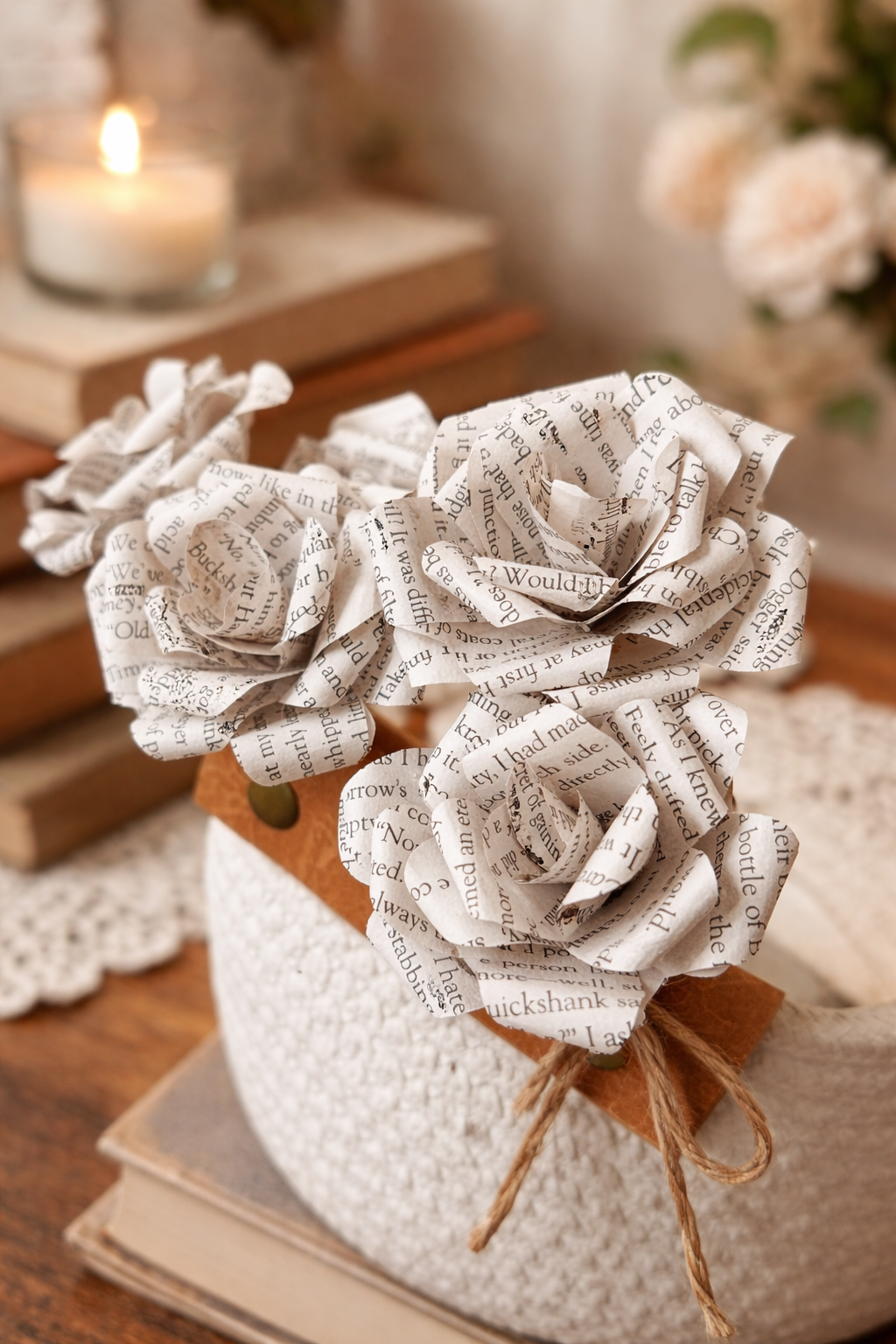 Book Page Paper Roses