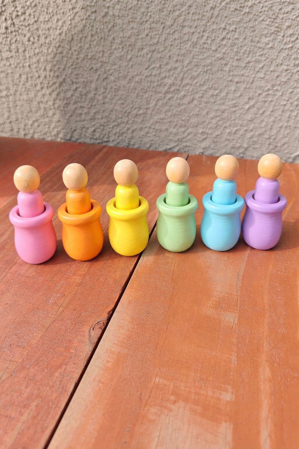 Rainbow wooden peg dolls – Set of 6
