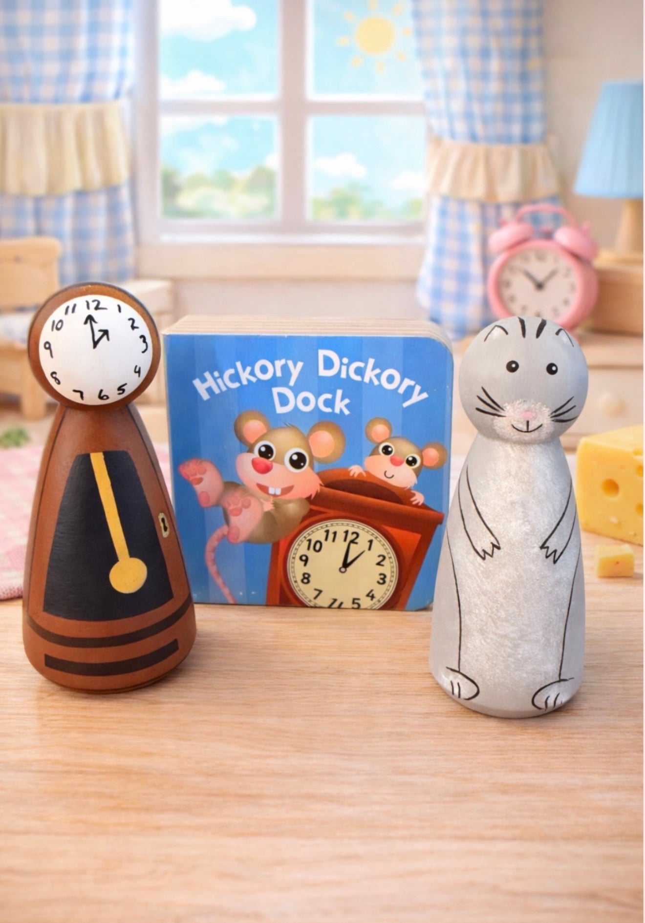 Hickory Dickory Dock peg doll story set