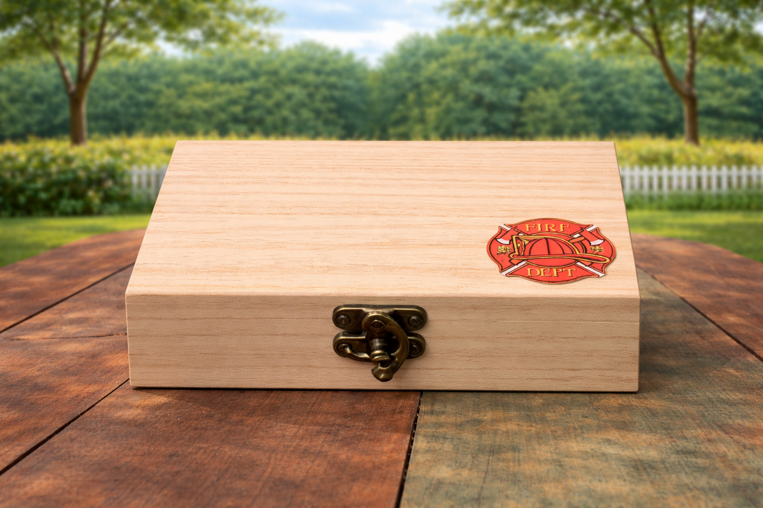 Fire fighters rescue wooden play scene box