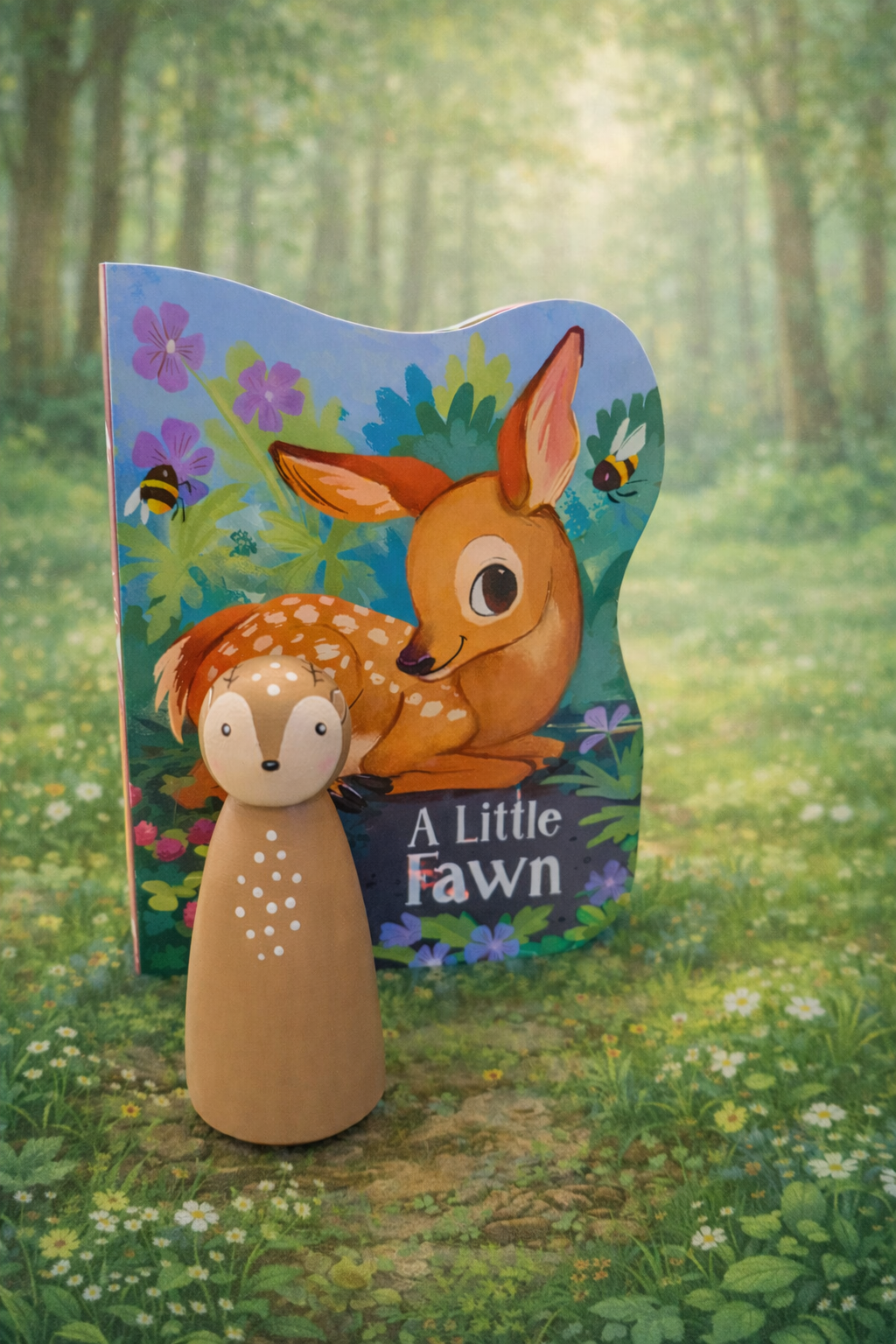 Woodland Fawn Peg Doll & Book Set
