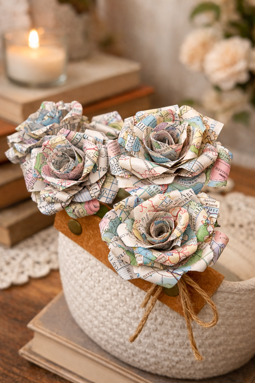 Book Page Paper Roses
